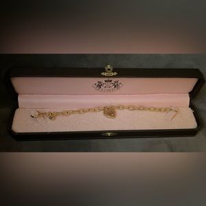 Juicy Couture Gold Tone Heart Charm Bracelet